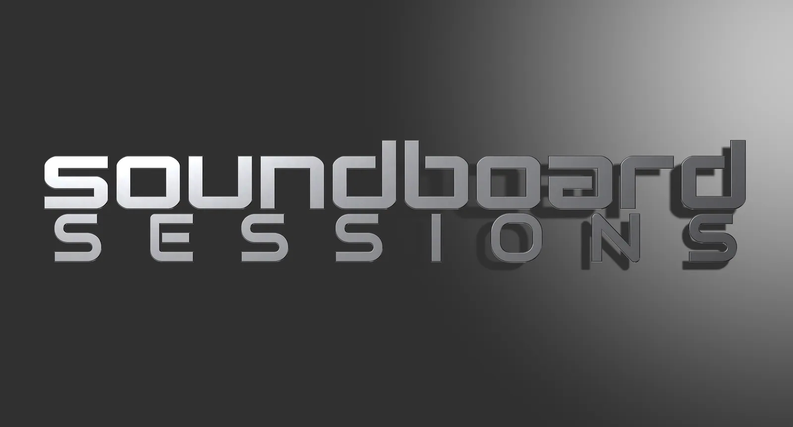 Chrome 3D Soundboard Sessions title under a spotlight